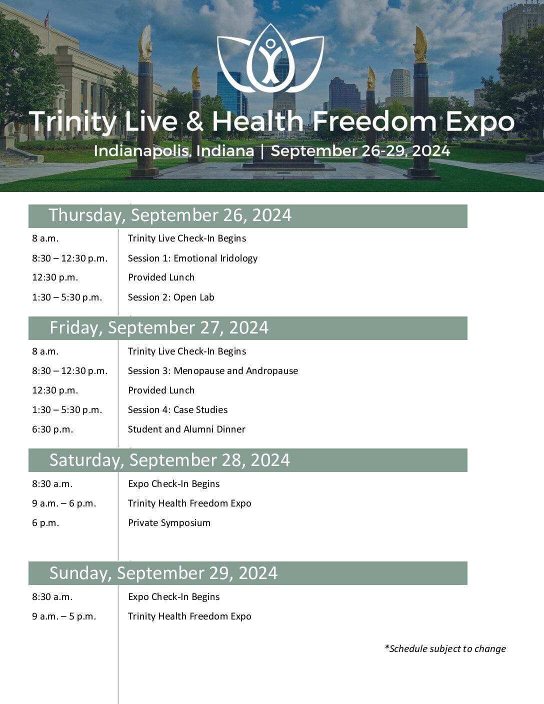 Trinity Live and Expo 2023 Schedule