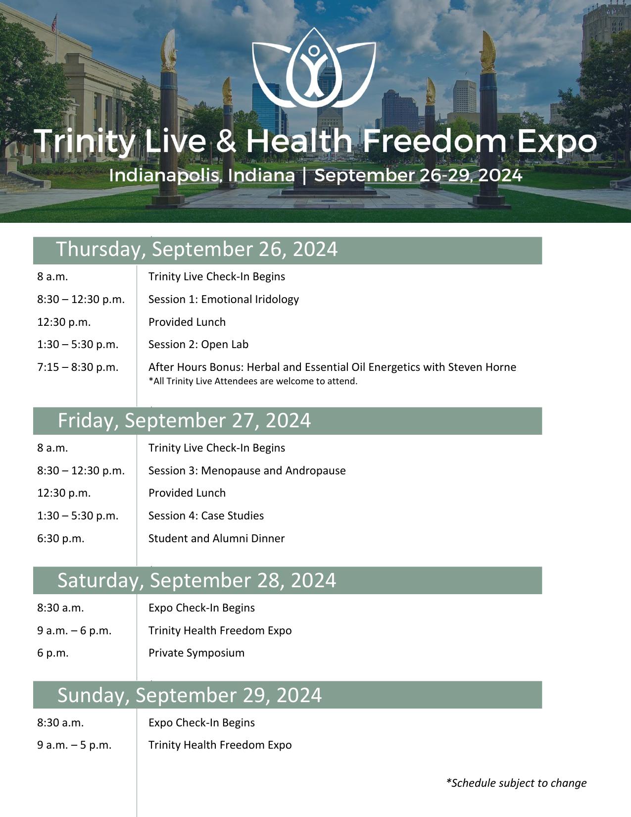 Trinity Live and Expo 2023 Schedule